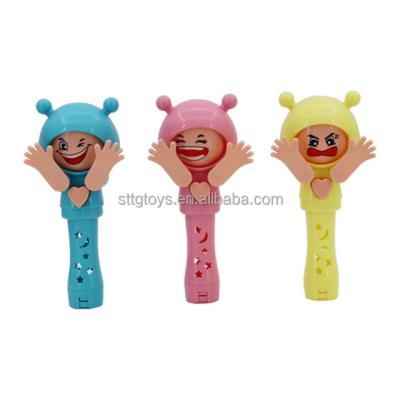 China Cartoon Toys Cute Cartoon Plastic Rock Top Selling Paper Scissors Tube Candy Toys Kids Jelly Bean for sale