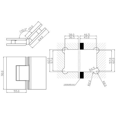 China Easy To Install And Durable China Factory Price Large Folding Door Hinges Hardware Chrome Shower Hinge for sale