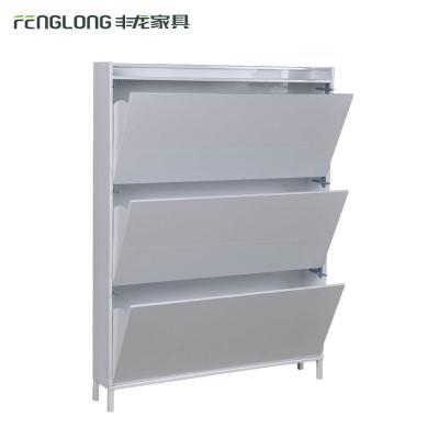 China Hot Sale Fully Assembled White Desk And Iron Particle Board Shoe Box Cabinet Shoe Rack Cabinets for sale