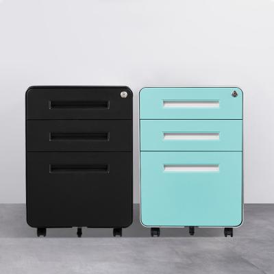 China Fully Assemble Metal Pedestal Steel Frame 3 Drawers Mobile Storage Filing Cabinet With Cam Lock for sale