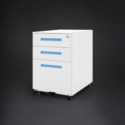 China Knocked-Down Structure Stable Desk Under Desk Used Metal 3 Drawers Pedestal Mobile Cabinet for sale