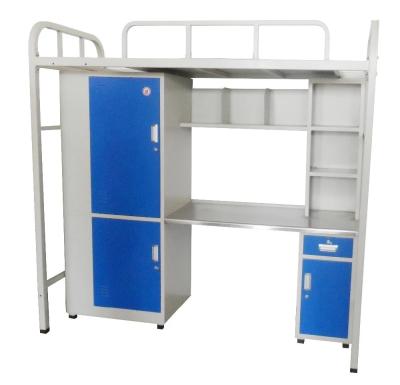 China Dormitory bed in high quality knocked down school metal bunk bed with table desk drawers for sale