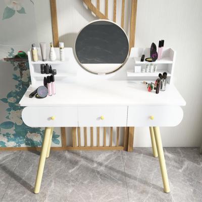 China Modern simple extendable makeup table white dressing table bedroom dresser with drawer and mirror for sale for sale