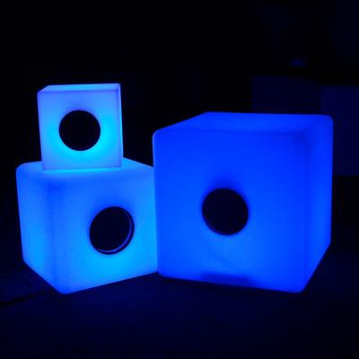 China Wireless Charger For Rechargeable Mobile Phone RGB Color Changing Led Cube Speaker for sale