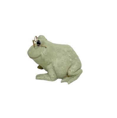 China Artificial RESIN OUTDOOR FROG WITH WIRE GLASS FIGURINE STATUE for sale