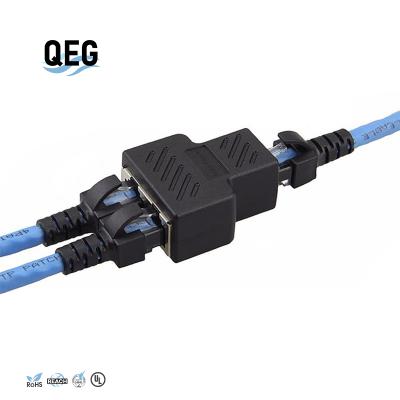 China audio & Dual Lan Cable Female Joiner Coupler RJ45 Factory Header Network Visual Ethernet Supplement Plug Network Connector Splitter Adapter for sale