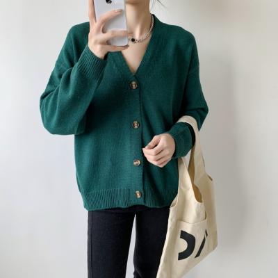 China 2021 Anti-wrinkle Japan fall and South Korea Lotte foreign trade loose knitted women new and thin Japanese sweater cardigan for sale