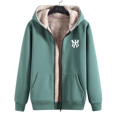 China Anti-wrinkle winter plus thick velor zipper men's warm sweater jacket men loose hooded fashionable sports cardigan for sale