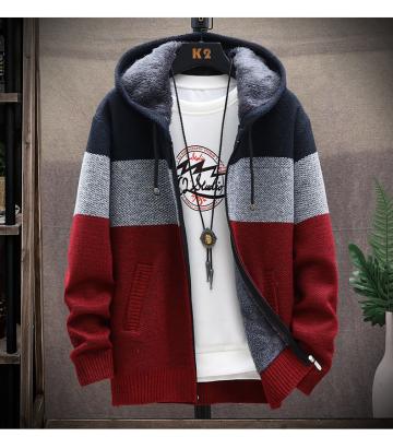 China Anti-wrinkle sweaters use men's sweaters, men's cardigans, the Korean version of the trend of autumn and winter jackets plus thicker velvet jack for sale