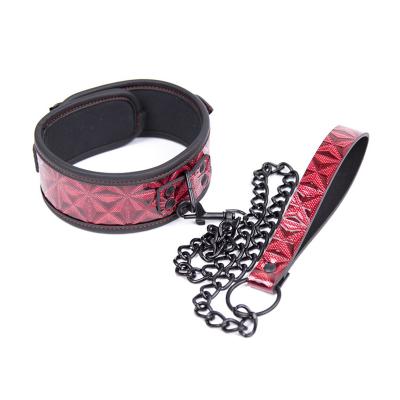 China PU leather+Metal Diamond Pattern Leather Cosplay Bondage Neck Collar With Leash For Adult Bondage for sale