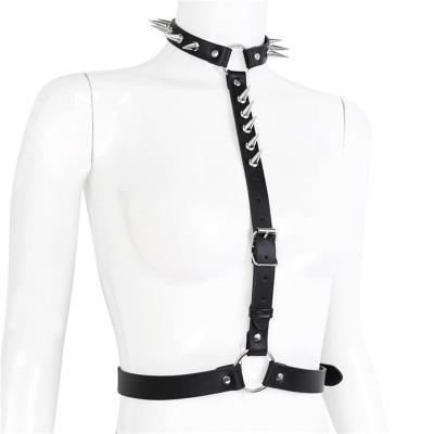 China PU Leather+Metal SM Bondage Gear SM Bondage Fetish Bondage Neck Corset Collars Slave Collars For Male Female Play for sale