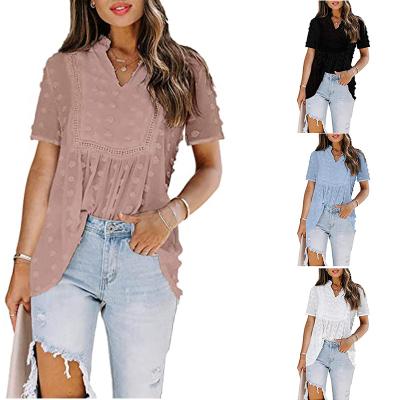 China Brand New Anti-Wrinkle Stain Fast Delivery Knitted Lace Blouse Plus Size Casual Full Size Blouse Women Ladies for sale