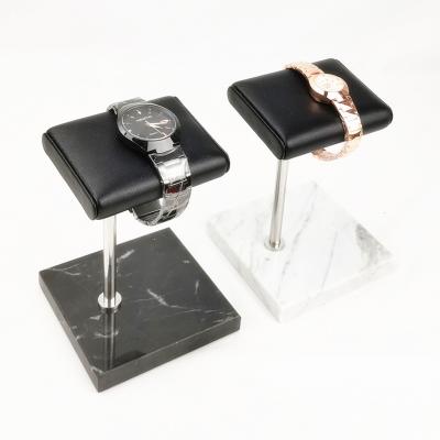 China Various Types Wild High End Custom Made Black Leather Watches Stand Holder For Single Watch Marble Watch Stand for sale