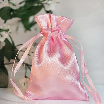 China Personalized High End Ribbon Champagne Pink Satin Pouch Jewelry Custom Made Morden SESI OEM Jewelry Pouch for sale