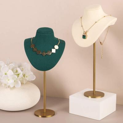 China Hot Sale Necklace Display Neck Necklace Display Props Mannequin For Jewelry Display Metal Necklace Bust Velvet Jewelry Mannequin for sale