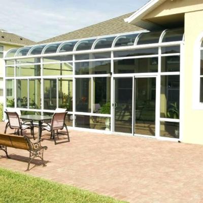 China Garden House Glass Garden Rounded Solarium Patio Steel Prefab Houses for sale