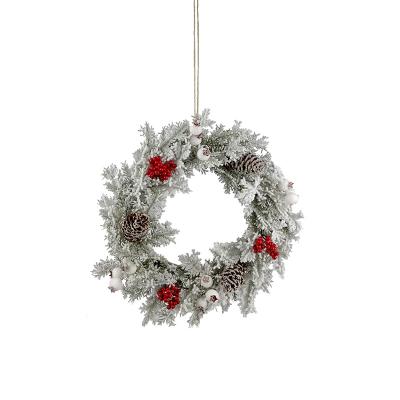 China Chirstmas Decor Holiday Wholesale Artificial Decoration Ornament Snowy Christmas Hanging Wreath for sale