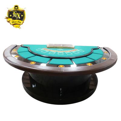 China LED Base Custom 8 Person Poker Mesa De Blackjack Gambling Table Wooden Legs Card Table Poker (Table Leg) for sale