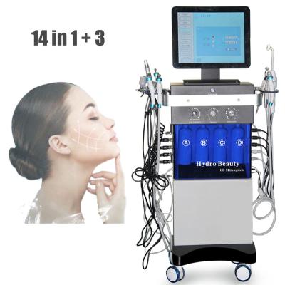 China Face Cleanser 14 in 1 and 3 out Hydrafacial Hydrafacial Dermabrasion Machine Facial Machine for hidrafacial face skin cleaning maquina for sale