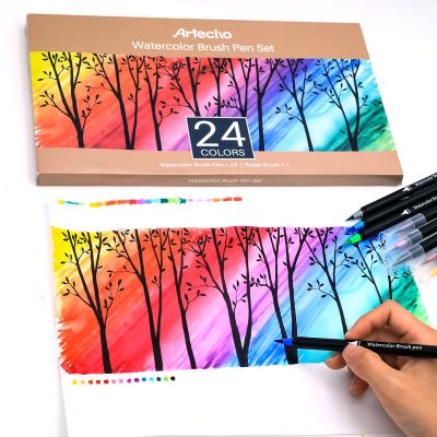 China Artecho Watercolor Paint, Set of 24 Colors Watercolor Brush Pens, Watercolor Paint Professional Water Color Markers for Student ATO-SM2406 for sale