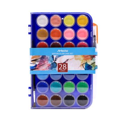 China Artecho Paint Watercolor Set, 28Pretty Colors Watercolor Cake Set with Classic Brush, Idea for Kids and Adult 1 Count for sale