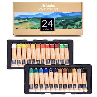 China Artecho Acrylic Paint Set of 24 Colors, 22ml/0.74oz Primary Acrylic Paint for Beginners, Supplies for 0.74oz/22ml Canvas for sale