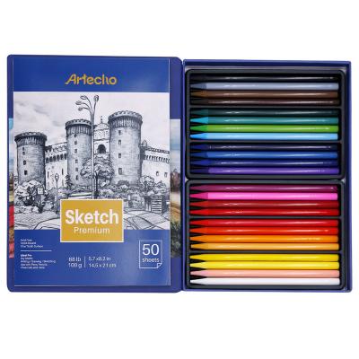 China Artecho Woodless Watercolor Set 24 Colors, 5.7x8.2inch 50 Sheet Blank Sketchbook, Art Drawing Pencils, Large for Blendin ATO-CM2503 for sale