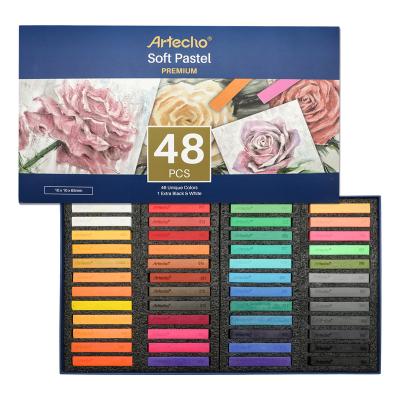 China Artecho soft pastel set of 48 including premium square chalk of 4 fluorescent colors for drawing ATO-SP4801 for sale