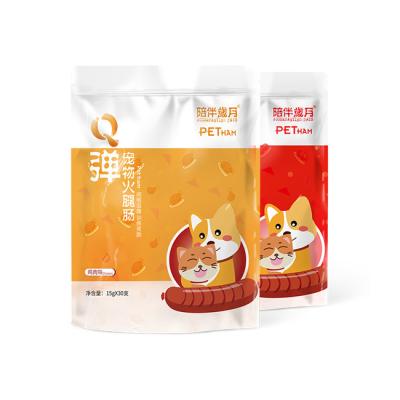 China Viable Factory Amazon Pet Food Snacks Sausage Wholesale Hot Sale Dry Snacks For Dog Cat, Alimentos mascota 15g*30/bag for sale