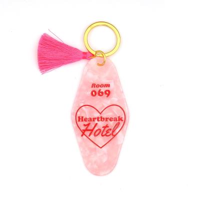 China 2019 Vintage Black Tassel Retro Custom Acrylic Hotel Promotional Hotel Motel Key Production Line GAK061 for sale