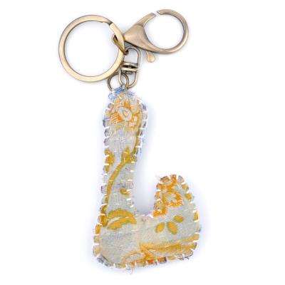 China Plush Personalized Custom Handmade L Initial Cloth Key Chain for sale