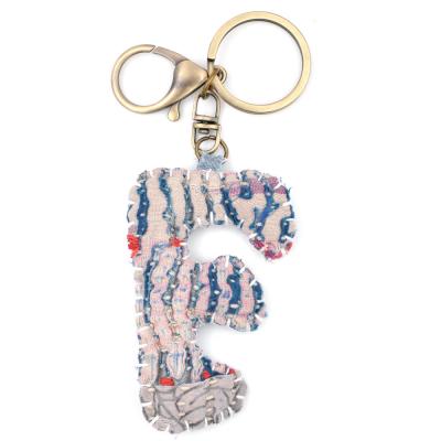 China Plush Personalized Fabric 26 Wholesale Alphabet Initial Key Chain for sale