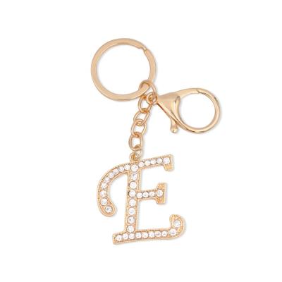 China Metal Personalized Custom English Alphabet Rhinestone Initial Letter Dispenser 26 E Key Fob for sale