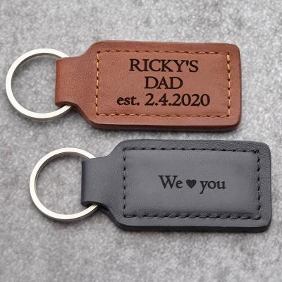 China Leather Personalize Father's Day Gift First Time Dad Gift Metal Hardware Key Chain Custom Logo For Gift for sale