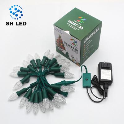 China Christmas decoration holiday led xmas day ws2811 rgb pixel c7 smart c9 led light bulb snowflake outdoor light string for sale