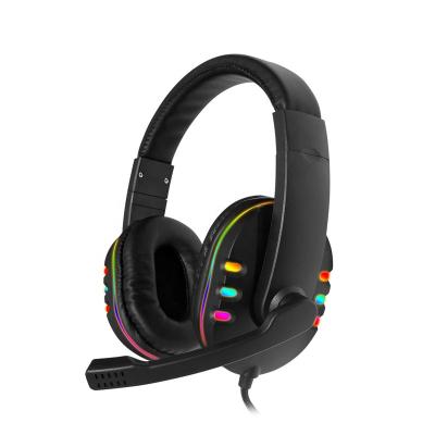 China Luminescent Earphone RGB Headset 3.5+USB External Rotating Microphone With Volume Control for sale