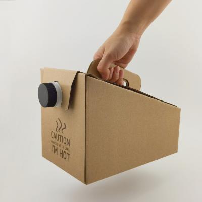 China Custom Recyclable Packaging Box Take Out Fast Food Packaging Paper Cans Coffee Bag In Box Boxing Bag 20L Spout Valve Tap Bag for sale