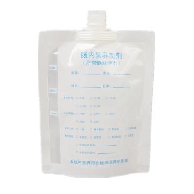 China Custom Visible Printed Liquid Clear Window Medicine / Aseptic Pharmaceuticals Stand Up Pouch With Spout Bags With Graduation for sale