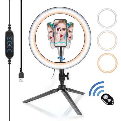 China 10 Inch Tiktok Light Live Broadcast Photography Makeup Led Selfie Ring Light With Tripod Stand 10 Inch for sale