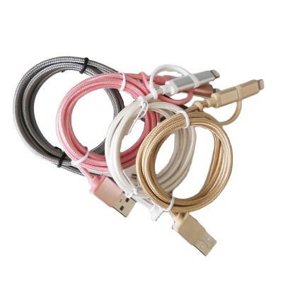 China Factory Wholesale New 2 in-1 All Data Cable Nylon Material Fast Charging Cable For Mobile Phone for sale