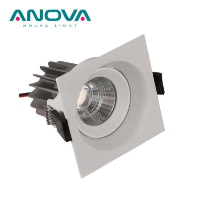 China Adjustable Light Square Ceiling Recessed COB Chip Rotatable Anti Glare Design LED Directional Downlight for sale