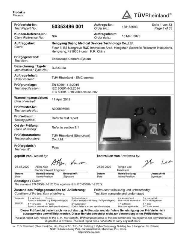 Test report - Hengyang Dajing Medical Devices Technology Co., Ltd.