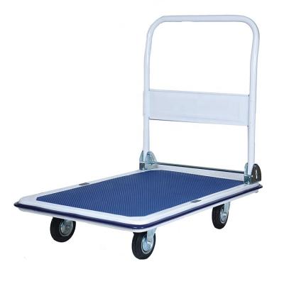 China High Quality 300kg Folding Loading Foldable Steel Belt 4 Wheels Flatbed Trolley for sale