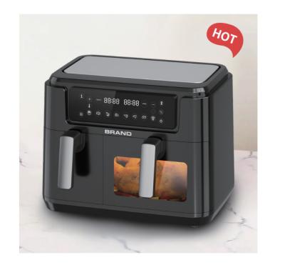 China Commercial 8.0L dual air fryer 9.5L air fryer visible with glass window 12L visible dual air fryer oven for sale