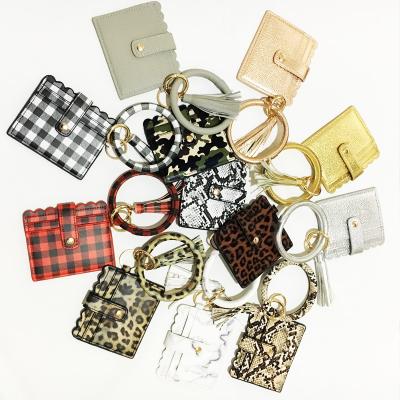 China 2021 fashion personality leopard bracelet main chain olive leather PU cut card holder in stock for sale