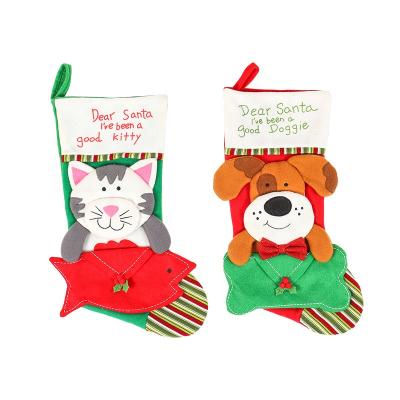 China Durable Personalized Christmas Letter Stocking Pet Family Christmas Stocking Decoration Gift Bag for sale