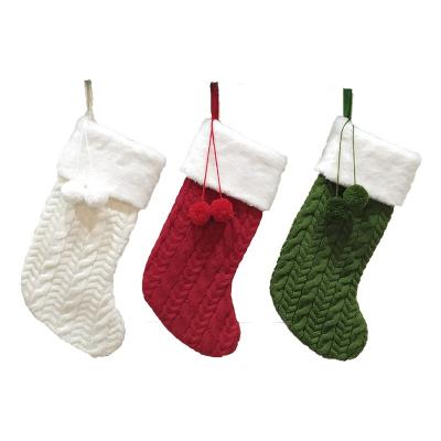 China Newest Durable Knitted Wool Christmas Stocking Gift Sack Christmas Decoration Christmas Ornaments for sale