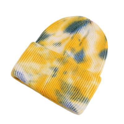 China Custom Knitted Acrylic Adult Beanie Tie Dye Winter Hat 100% COMMON Fashion Hats Winter Beanie for sale