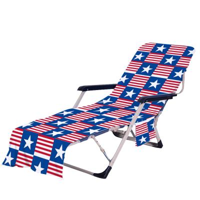 China Compressed Personalized America Style National Flag Pattern Microfiber Beach Chair Cover Beach Towel for sale