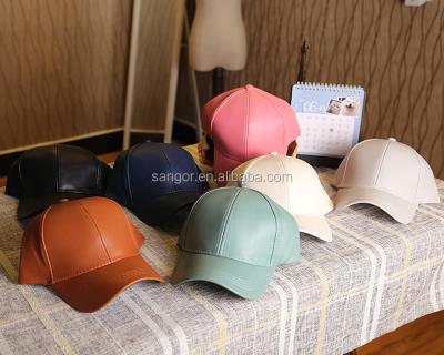 China Solid Color COMMON Plain PU Leather Dad Hats Baseball Caps for sale